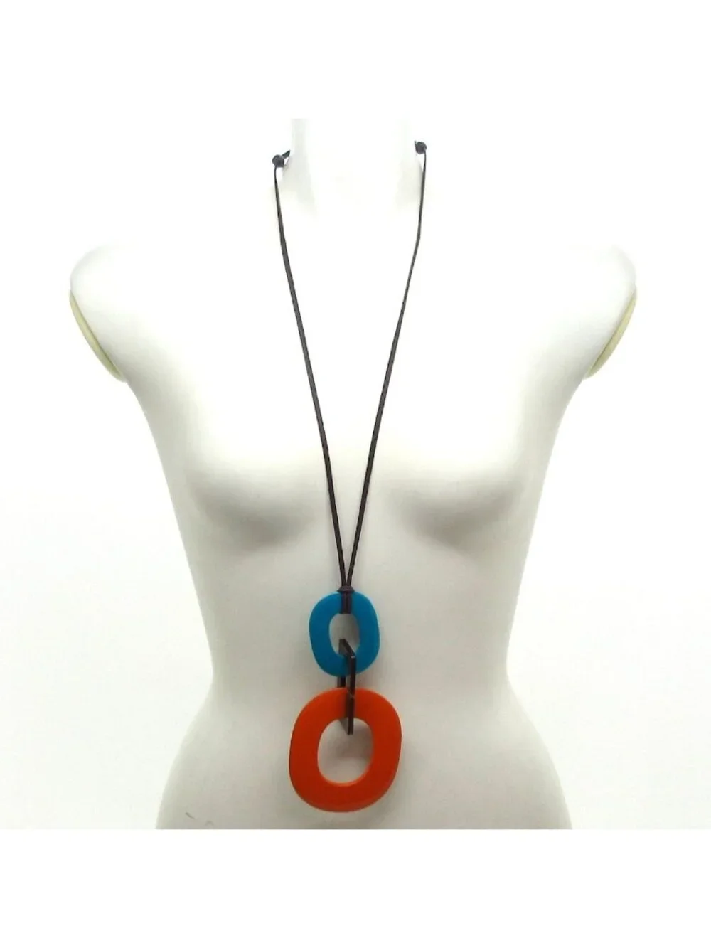 Hermes Necklace Color Cotton Orange Dark Brown Light Blue